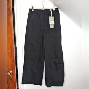 EVERLANE The Wide Leg High Rise Crop Pant in Black Size 0 Regular